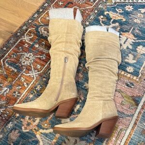 Vince Camuto Alimber Slouch Boots - Tan Suede